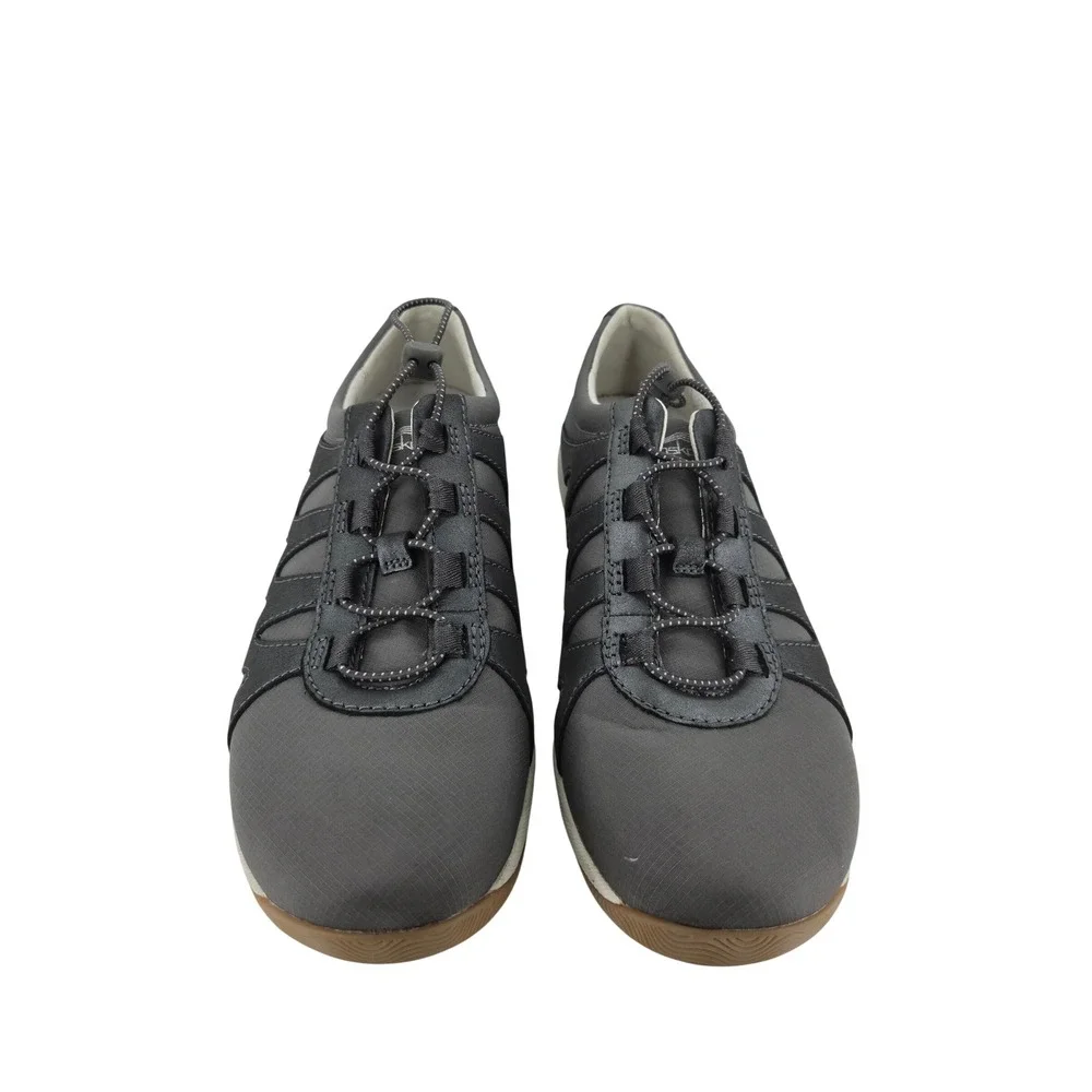 Dansko Harlie Charcoal Grey Leather Fabric Bungee Walking Shoes Sneaker Women 41